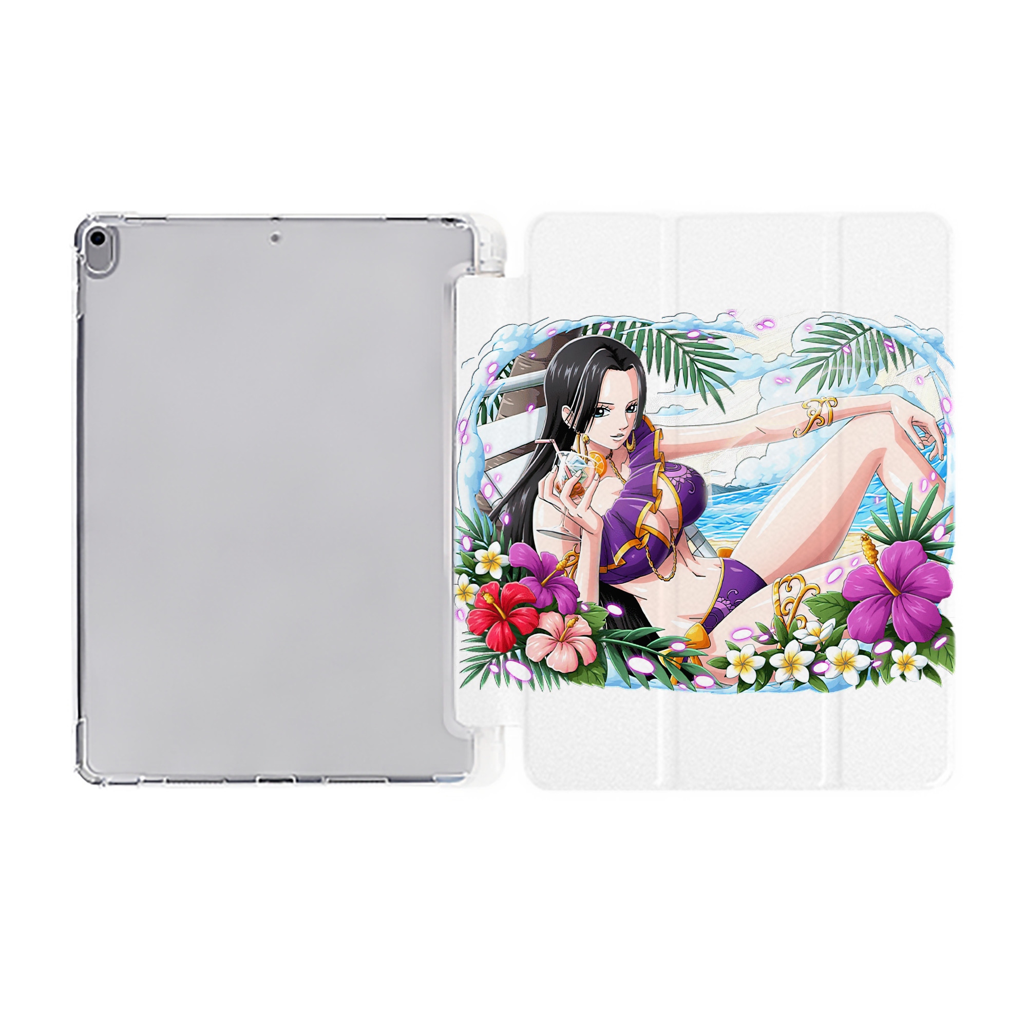 （画像用） ワンピース ボア・ハンコック ONE PIECE Boa·Hancock IPad ケース ペン収納付き 三つ折りスタンド PUレザー×シリコン 対応機種9.5/10.5/10.9インチ